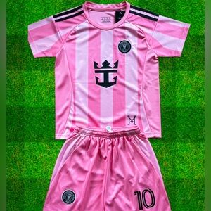 Pink MESSI Jersey 25/26 Kids Stripped Soccer Jersey Kit - NWT Unisex Trending
